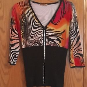 Fabulous Animal Print Beaded Sweater